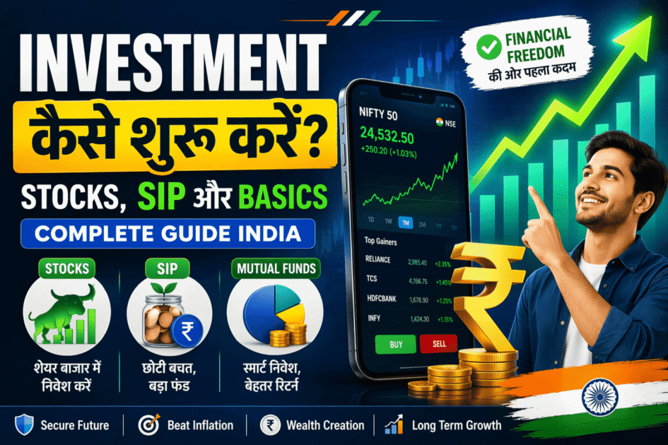 Investment kaise start kare? Stocks, SIP aur Basics Complete Guide India