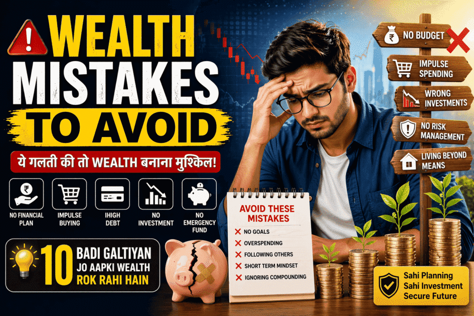 Wealth Grow Karte Waqt In 10 Mistakes Ko Avoid Kare – Nahi To Paisa Kabhi Nahi Badhega, Paisa Badhane Mein Sabse Badi Galtiyan: Wealth Creation Mistakes to Avoid in 2026, Grow Wealth Fast: 10 Financial Mistakes Jo Aapko Ameer Nahi Hone Deti, Wealth Building Mistakes in Hindi: In Galtiyon Se Bache Aur Paisa Smartly Grow Kare, wealth mistakes to avoid, wealth building mistakes, paisa badhane ki galtiyan, financial mistakes to avoid, grow wealth tips, money management mistakes, investment mistakes in hindi, Savings na karna, Bina soche invest karna, Har cheez EMI par lena, Sirf ek income source par depend rehna, Income kitni hai, Expense kitna ho raha hai, Kahan paisa waste ho raha hai, Kitna paisa save aur invest kar sakte hain, 50-30-20 Formula, 50-30-20, Freelancing, Blogging, Affiliate marketing, YouTube, Side business, Online course, Smart Diversification, 40% mutual funds, 20% stocks, 20% gold, 20% emergency aur fixed income options, 40-20-20-20 formula, 40-20-20-20, Budgeting, SIP, Mutual funds, Stock market basics, Tax saving, Passive income, Income, Expense, Savings, Investment return, Debt, Net worth, Budget na banana, Savings ke bina investment karna, Har cheez EMI par lena, Sirf ek income source par depend rehna, Lifestyle inflation, Bina knowledge ke paisa invest karna, wealth building mistakes, paisa badhane ki galtiyan, financial mistakes to avoid, money management mistakes, investment mistakes in hindi, grow wealth tips, wealth grow karte waqt mistakes avoid kaise kare, paisa badhane mein kaun si galtiyan na kare, financial planning mistakes in Hindi, investment mistakes beginners should avoid, wealth creation mistakes to avoid in 2026, money management mistakes for beginners, how to avoid financial mistakes in Hindi, Wealth Growth, Money Management, Financial Planning, Investment Tips, Personal Finance, Wealth Building, Savings Tips, Passive Income, Financial Freedom, Budget Planning,